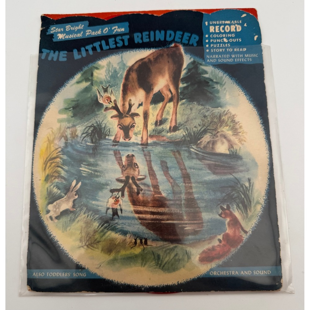 Vintage Star Bright Musical Pack O Fun The Littlest Reindeer Red Record R-1019